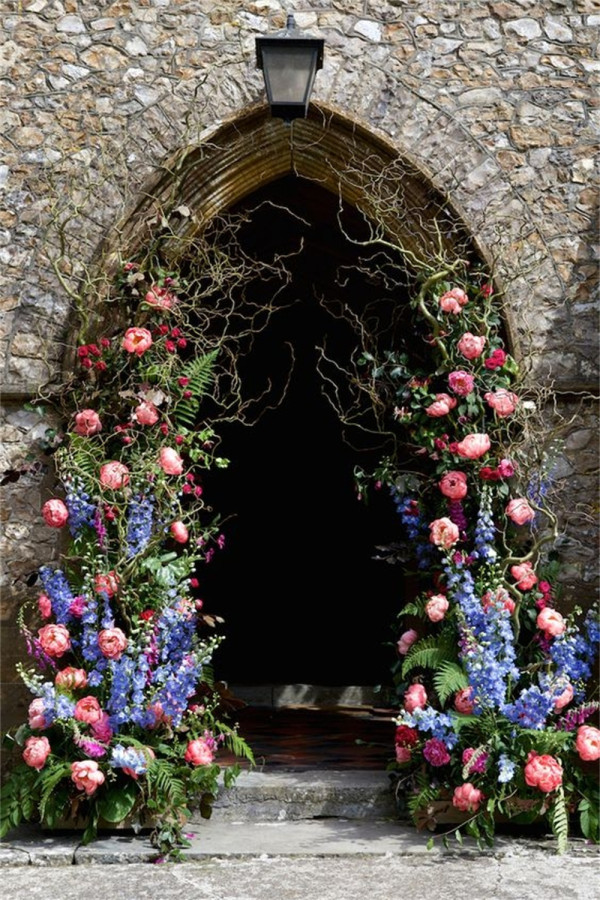 Colorful Floral Arch Church Doorway Ideas