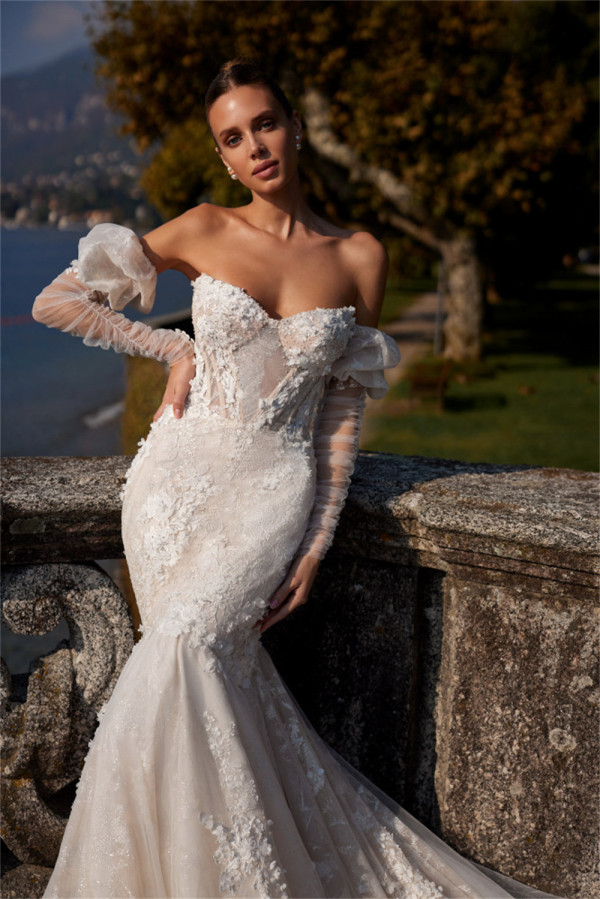 Sexy Mermaid Bridal Dresses with Long Sleeves