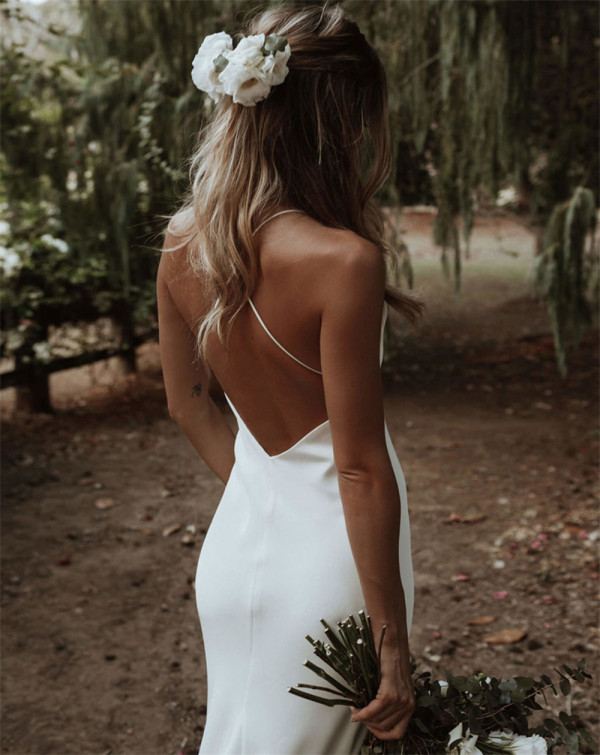 Bohemian Slip Bridal Dresses with Open Back