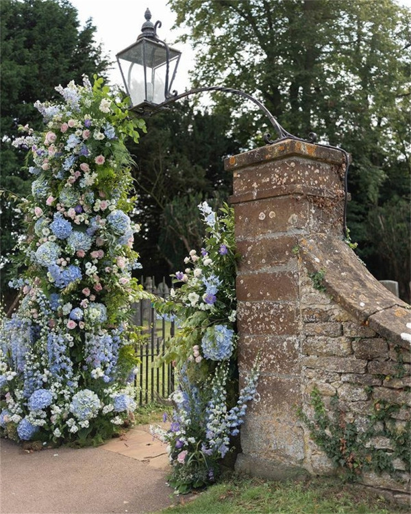 Blue Floral Church Wedding Doorway Ideas