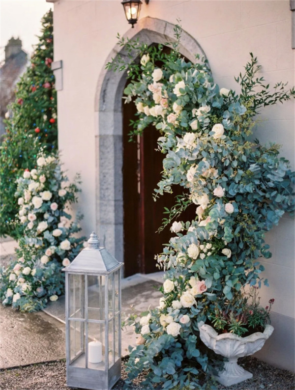 Greenery and Floral Church Wedding Doorway Ideas