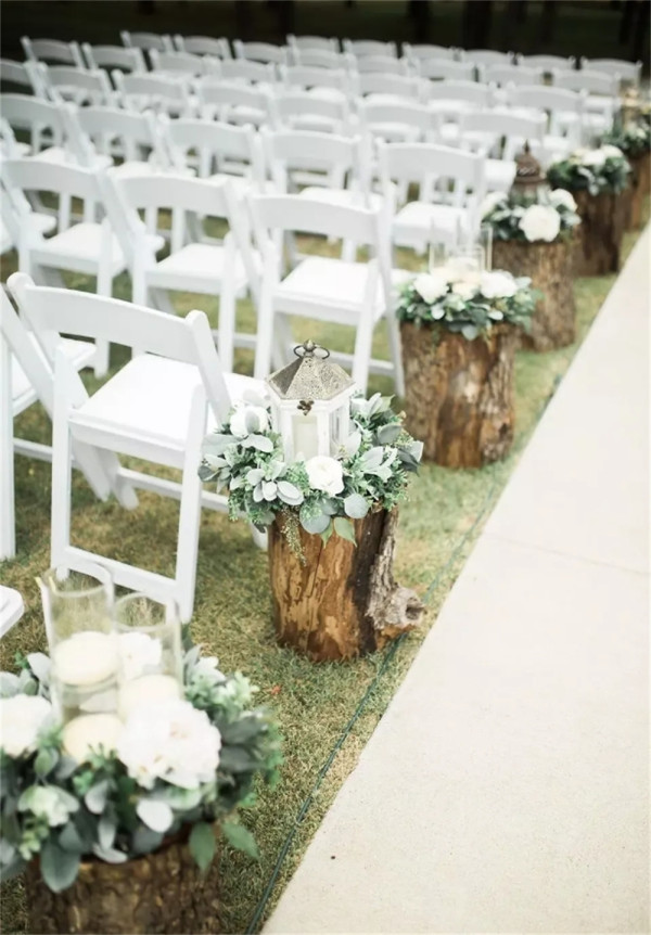 Rustic Wooden Wedding Aisle Ideas with Flowers