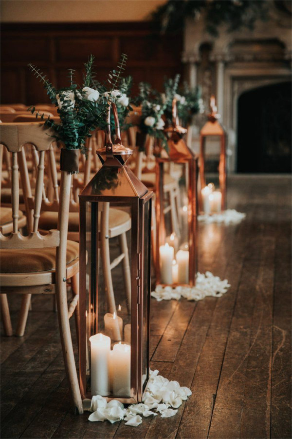 Romantic Church Wedding Aisle Decoration with Candles