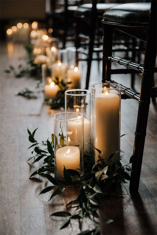 Candlelit Wedding Aisle Decorations for Indoor Weddings