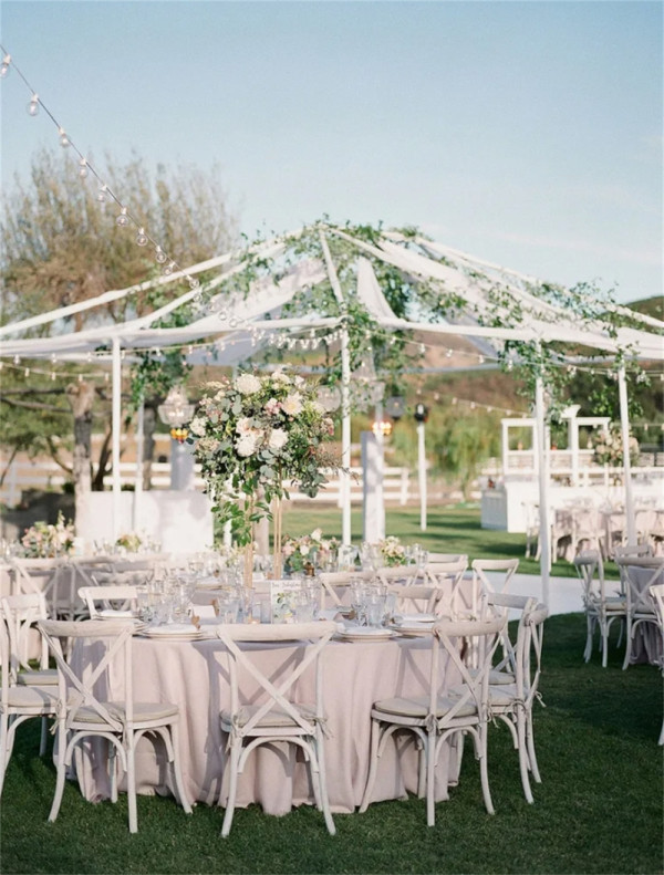 tented wedding with outdoor landscaping