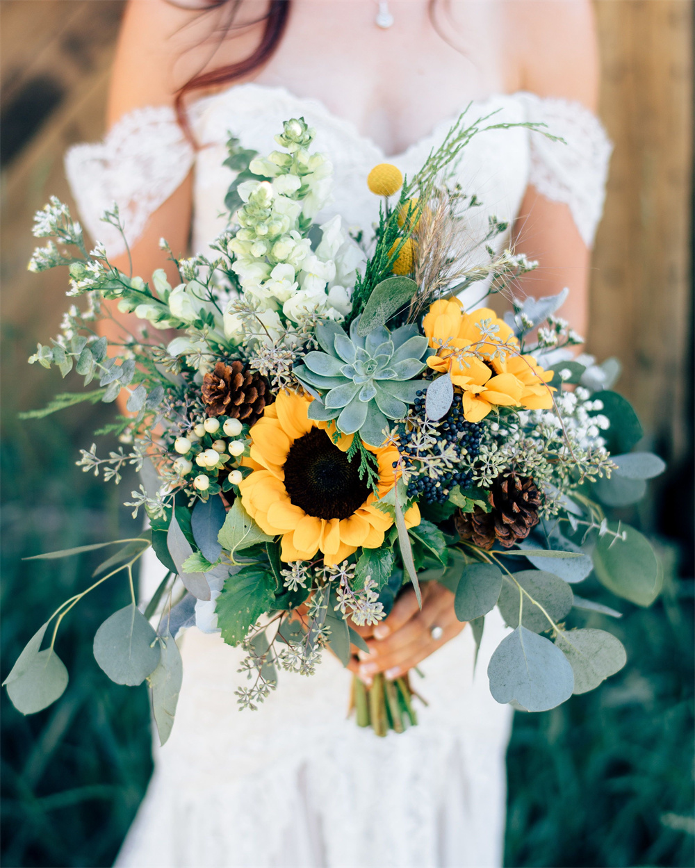 Spring and Summer Wedding Bouquet with Sunflowers