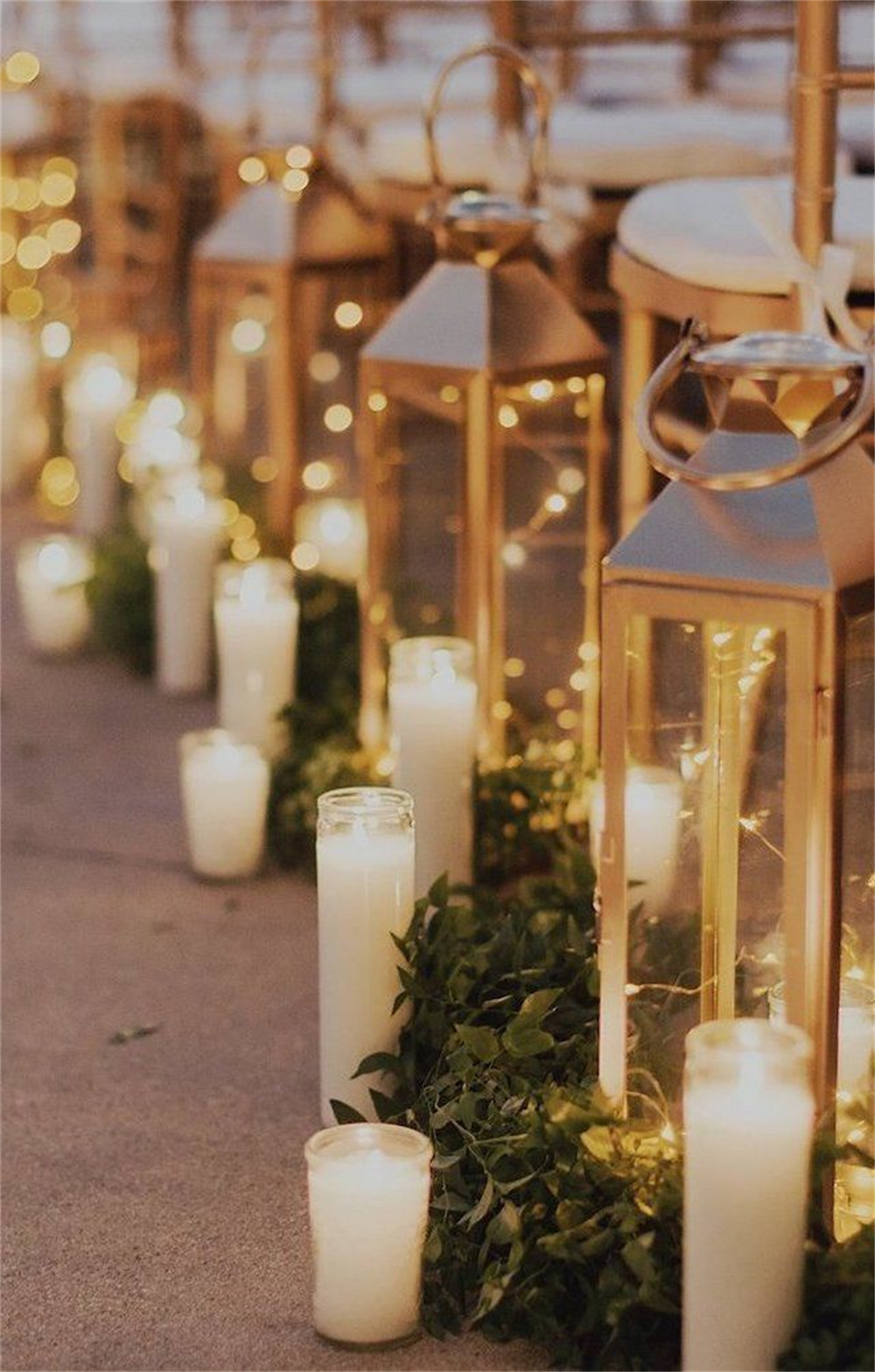Vintage Christmas Wedding Aisle Decoration with Candles
