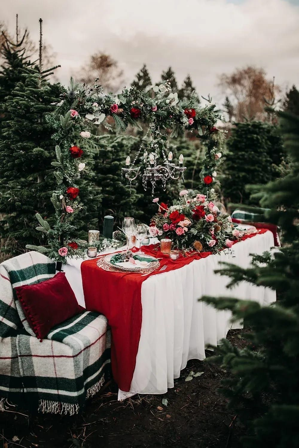 Christmas Wedding Reception With Red Velvet