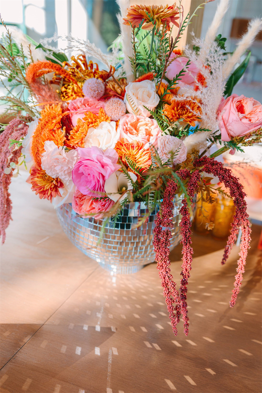 Shiny Bohemian Wedding Floral Decorations