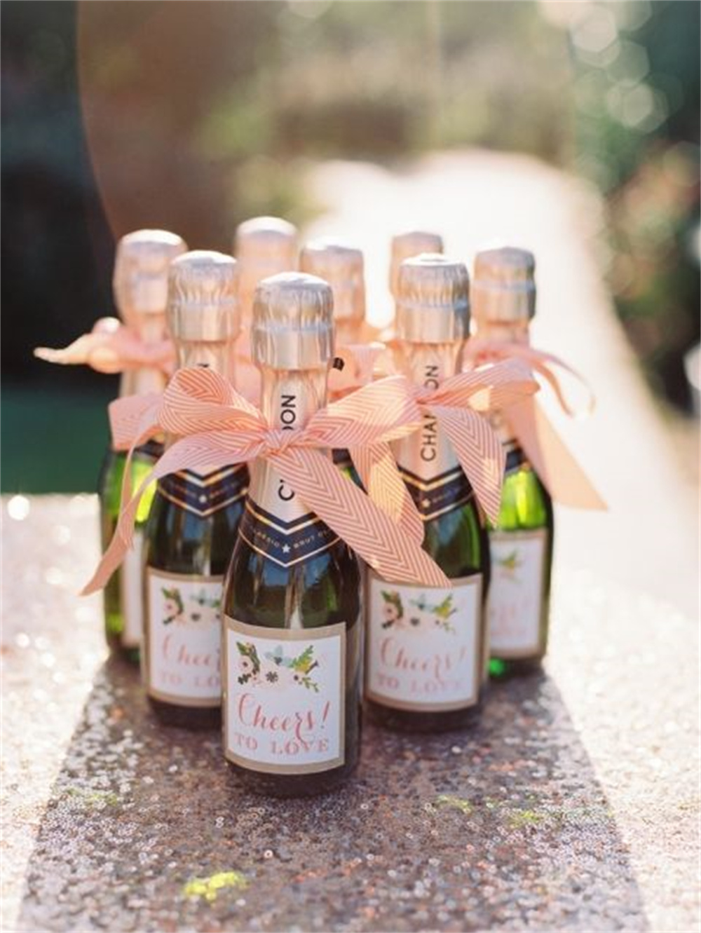 Fun Peach Wedding Favor with Wine