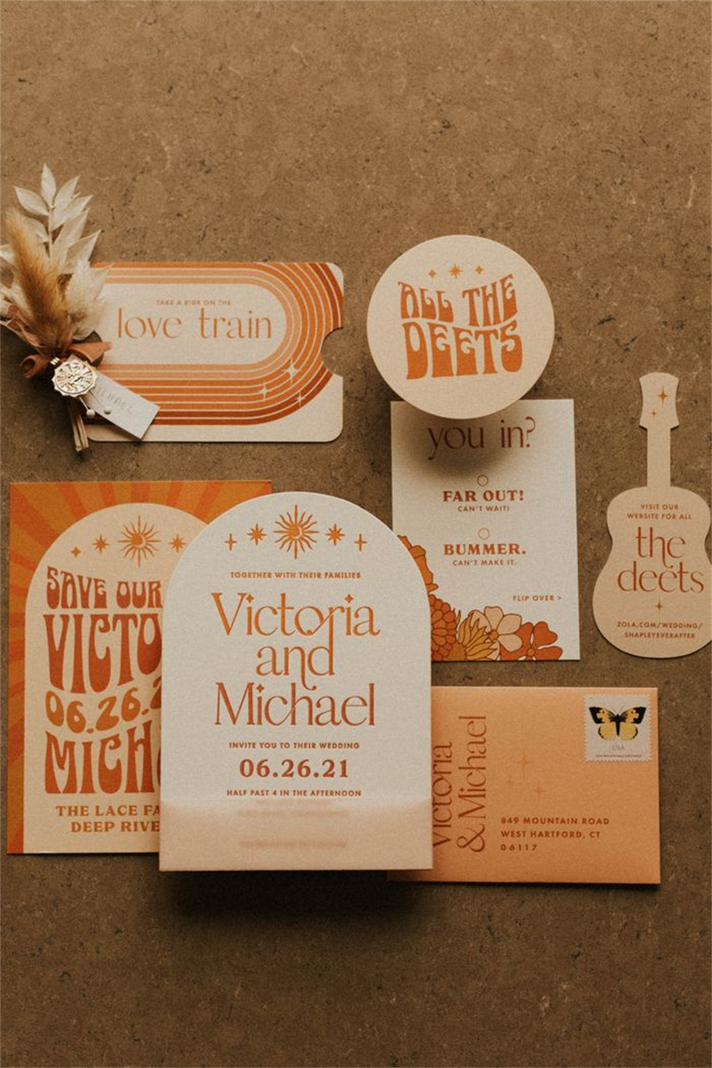 Vintage 70s Retro Wedding Stationary Ideas