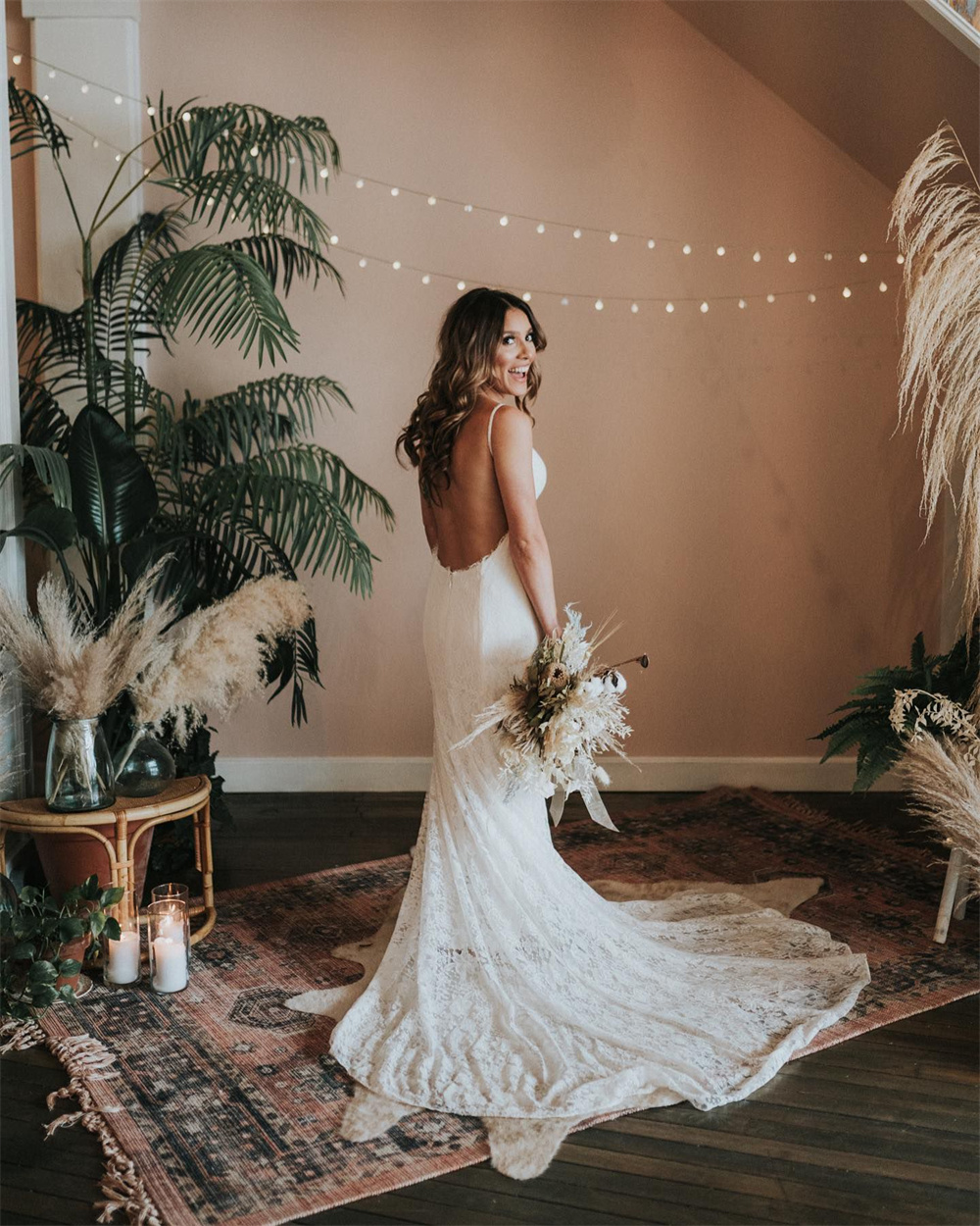 Boho Backless Country Wedding Dresses