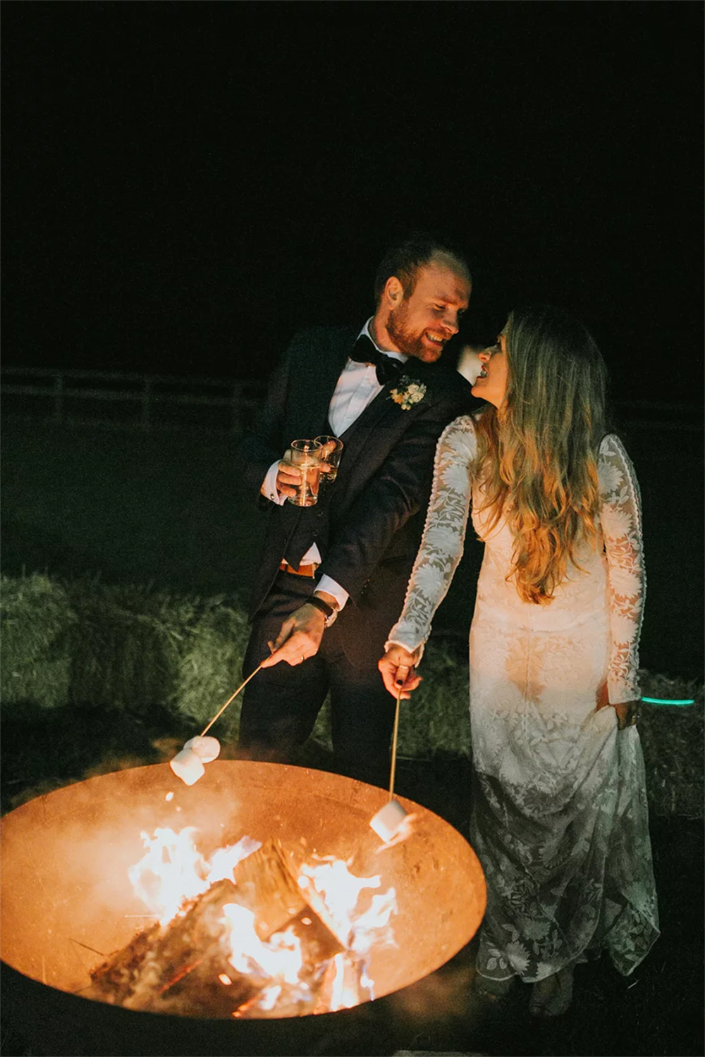 Romantic Spring Wedding with Bonfire