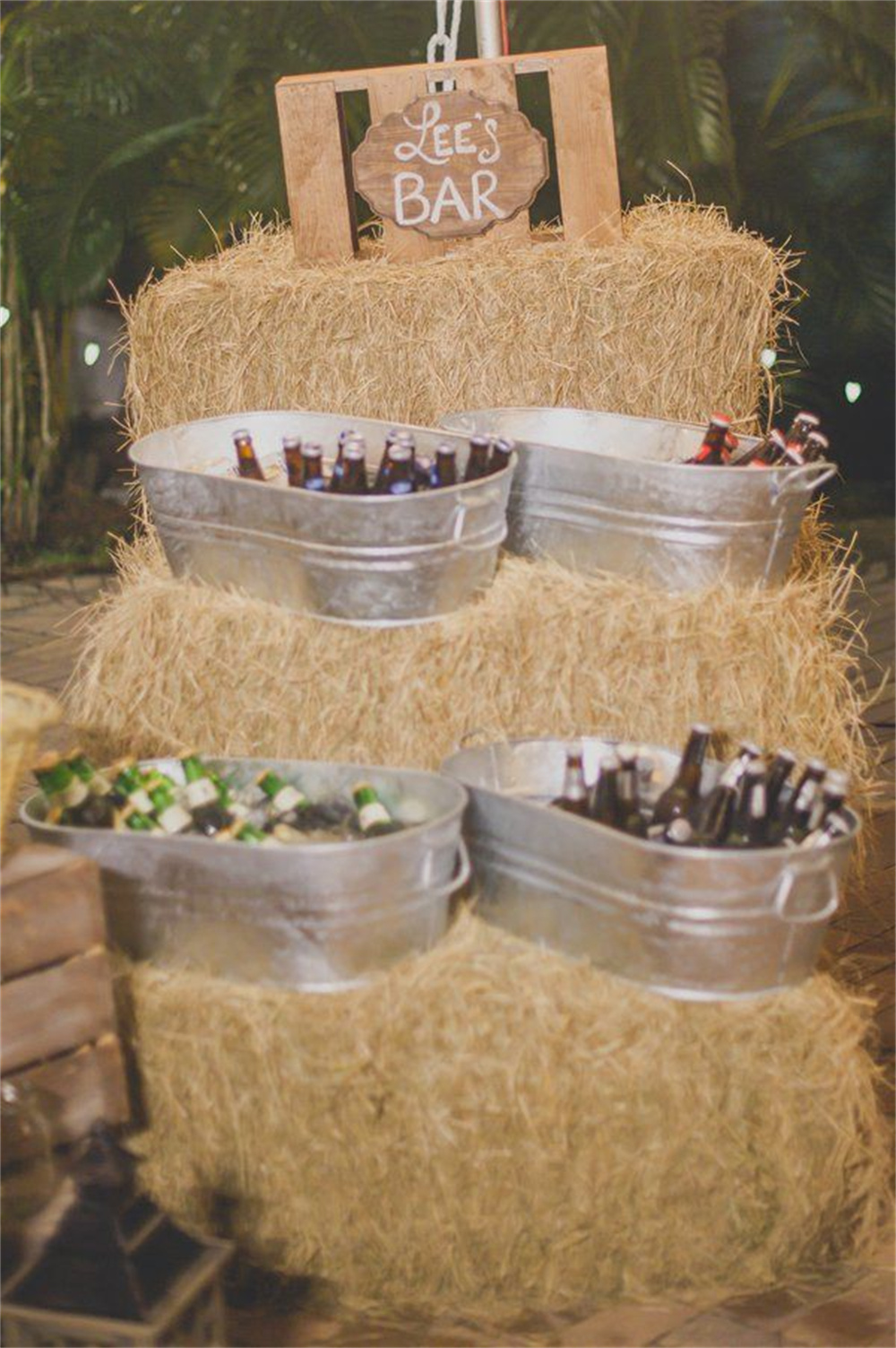 Fun Country Wedding Reception with Hay