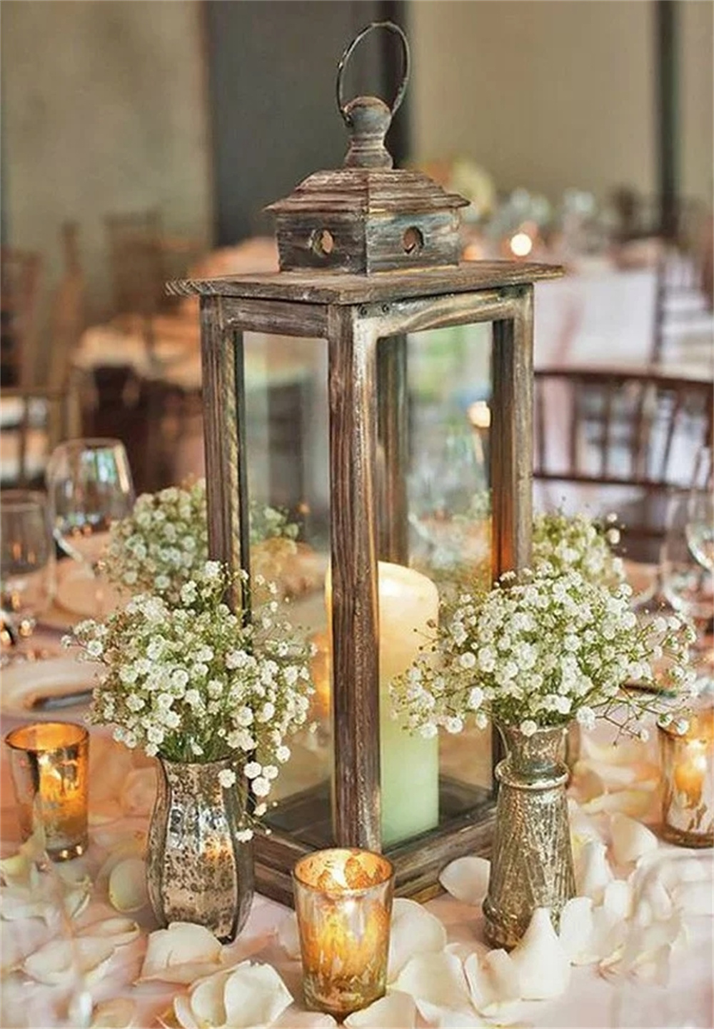 Vintage Wooden Lantern Wedding  Centerpieces