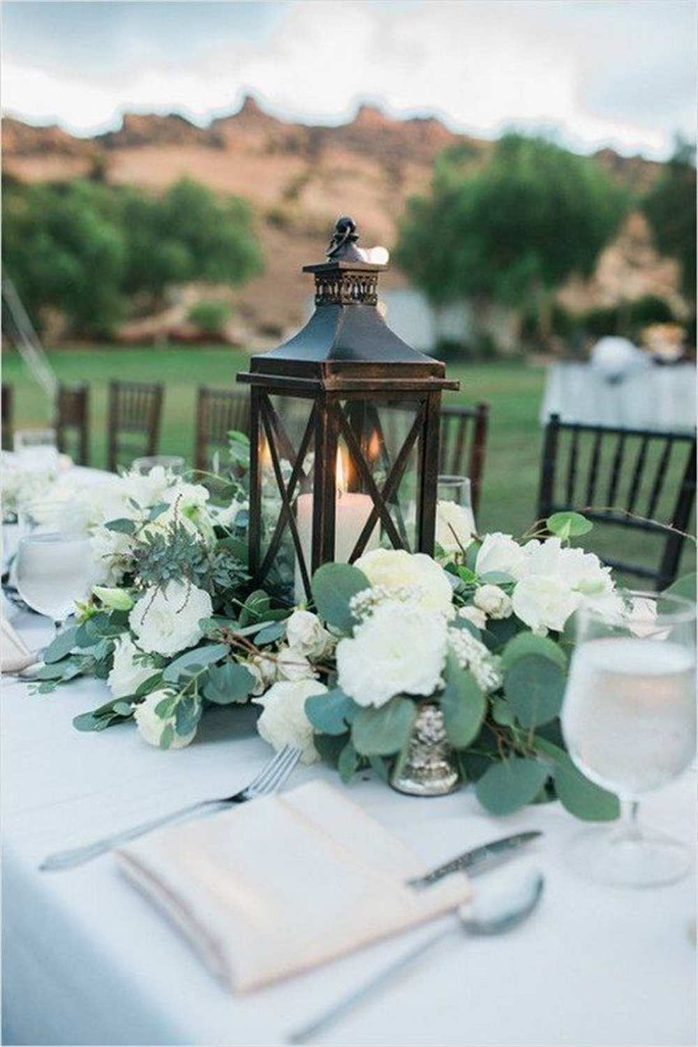 Rustic Black Metal Lantern Wedding Centerpieces