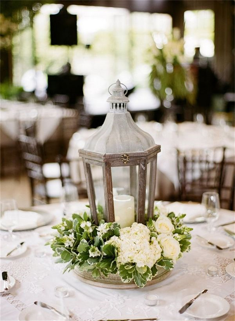 Vintage White Lantern Wedding Centerpieces