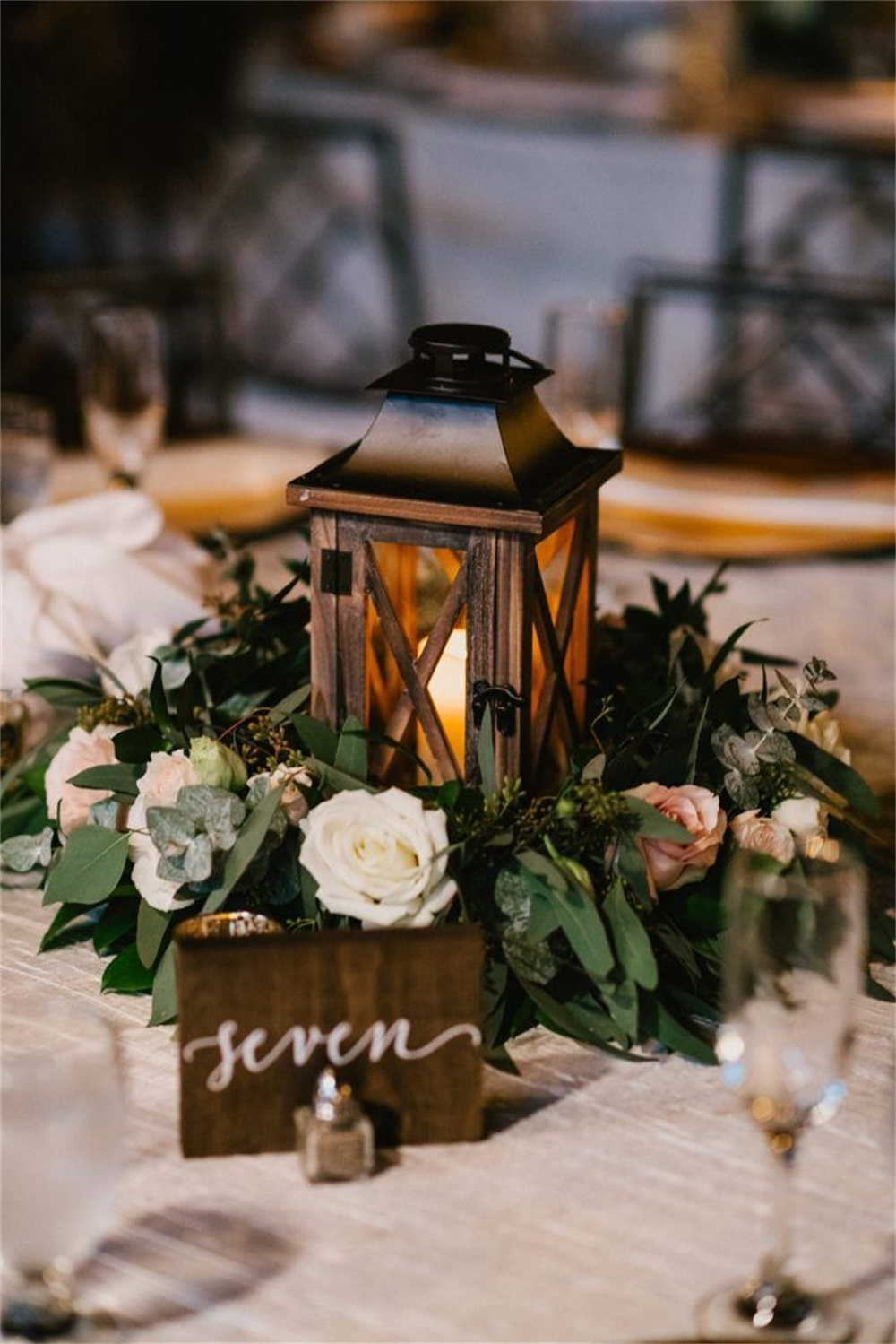 Rustic Lantern Wedding Centerpiece Decoration