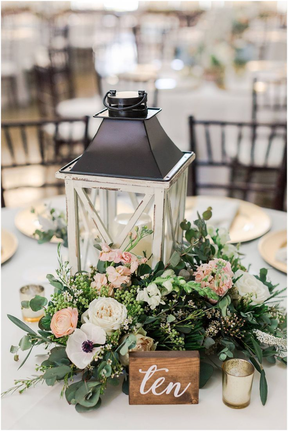 Vintage Lantern Wedding Centerpieces with Florals