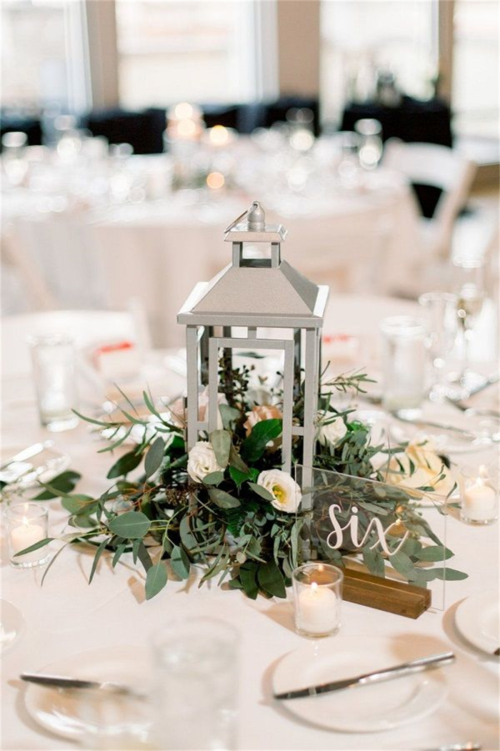 Elegant Gray Lantern Wedding Centerpieces