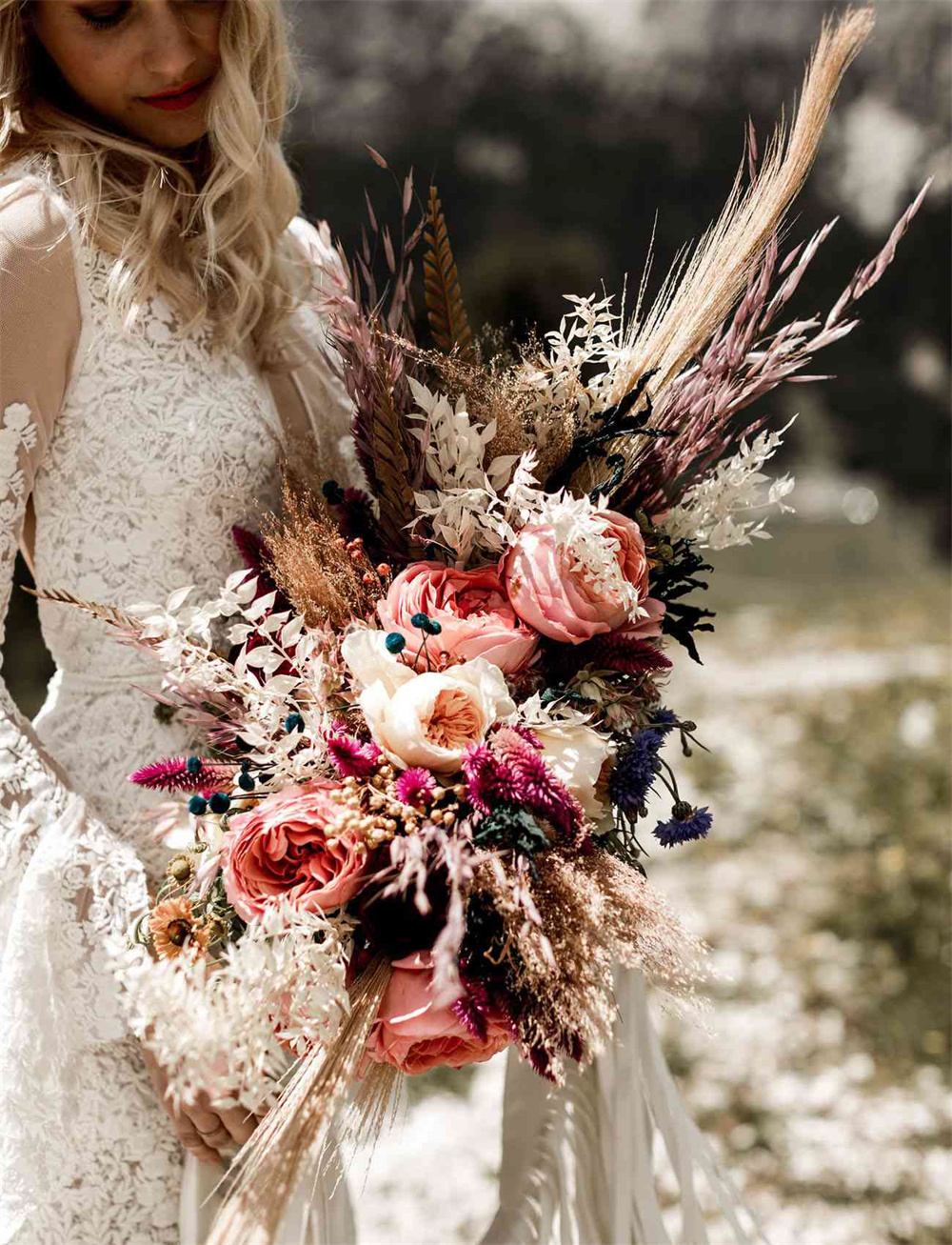 Winter Wedding Bouquets with Wildflowers